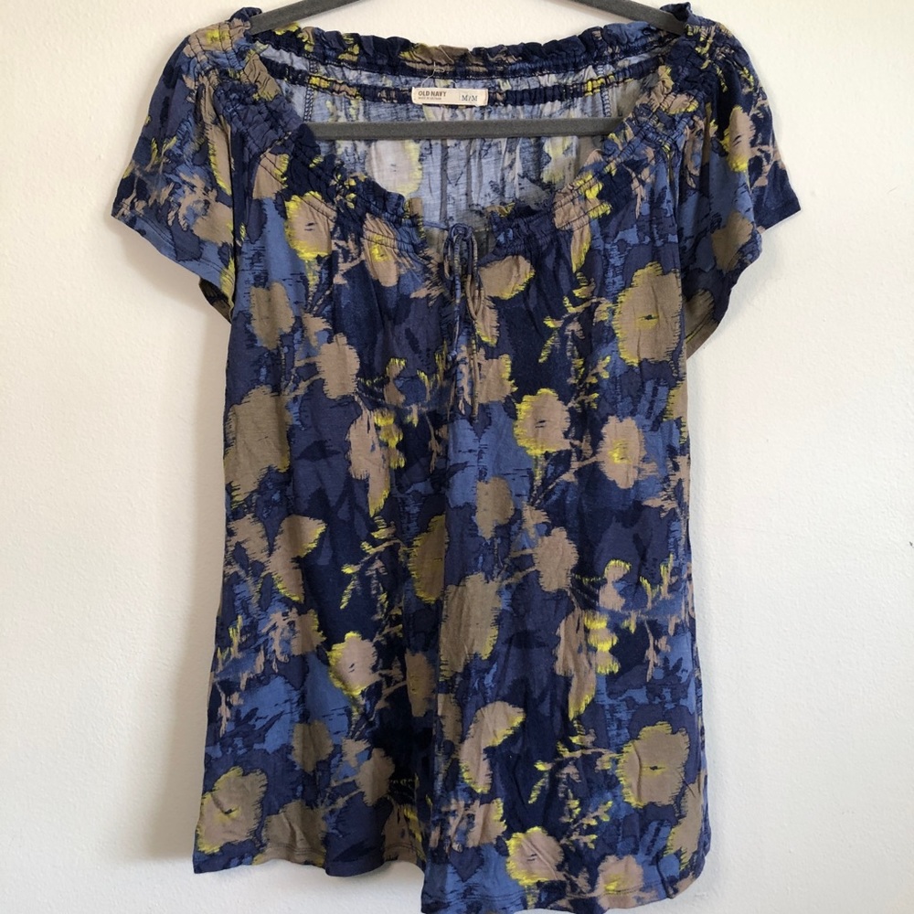 Old Navy | Floral Wide-Necked Peasant Top